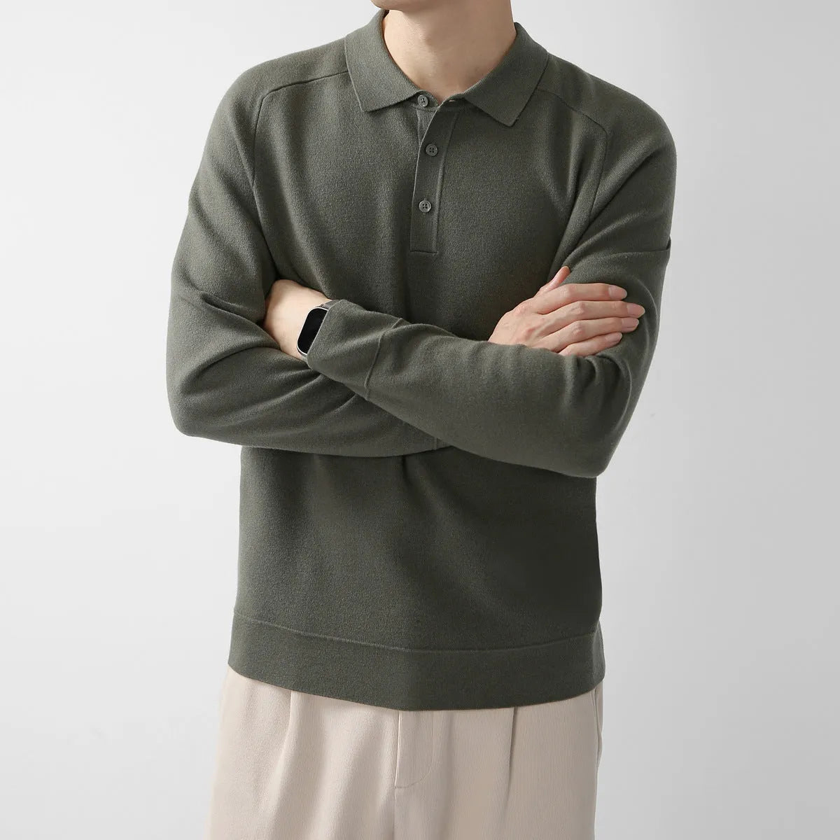 Men's Casual Polo Shirt Knit Sweater Hoodie Solid Color Lambswool Pullover in Tobacco Leaf Brown Black Impression Gray and More Sizes M-XXXL Raglan Sleeve Regular Fit Youth Everyday Wear
