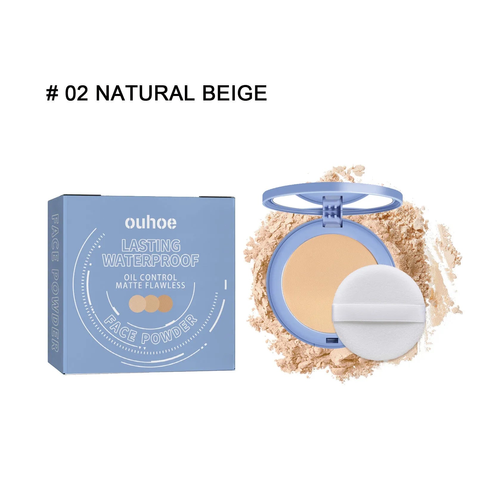 8g finishing powder compact in natural beige, pure beige or classic ivory for long-lasting makeup