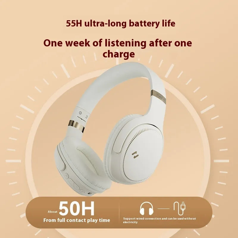 Black or cream coloured wireless Bluetooth gaming headphones with head-mounted design for E-sports.