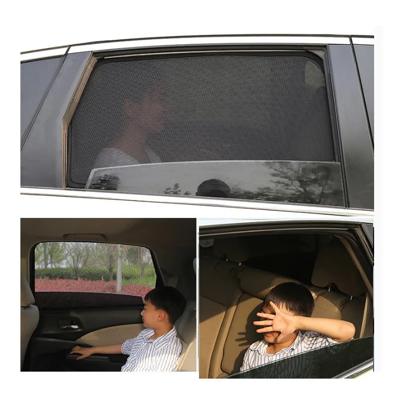 Nylon mesh car sunshade privacy curtain set for front rear side windows