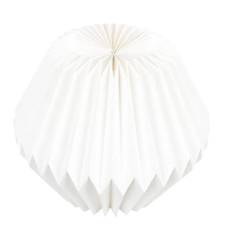 Paper origami pendant lamp shade in waist drum colour for minimalist lighting
