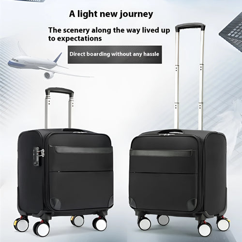 18-inch black Oxford cloth business suitcase with universal wheels for travel
