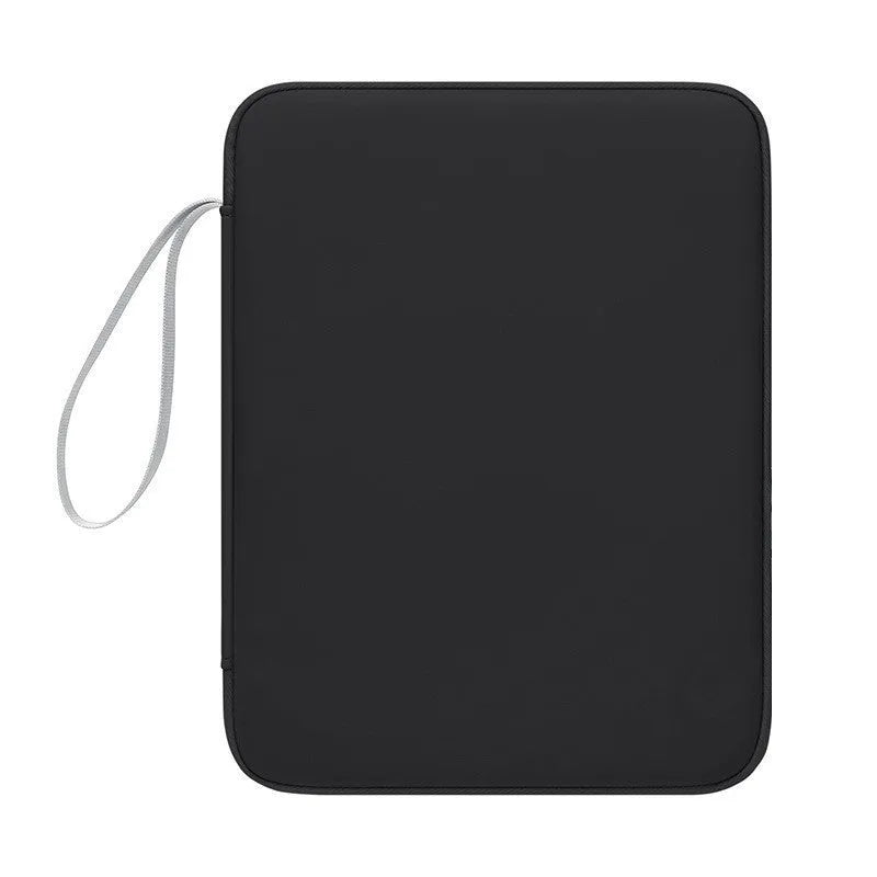 Imitation leather tablet protective case in black showing shockproof design for 10.9-inch or 12.9-inch tablets