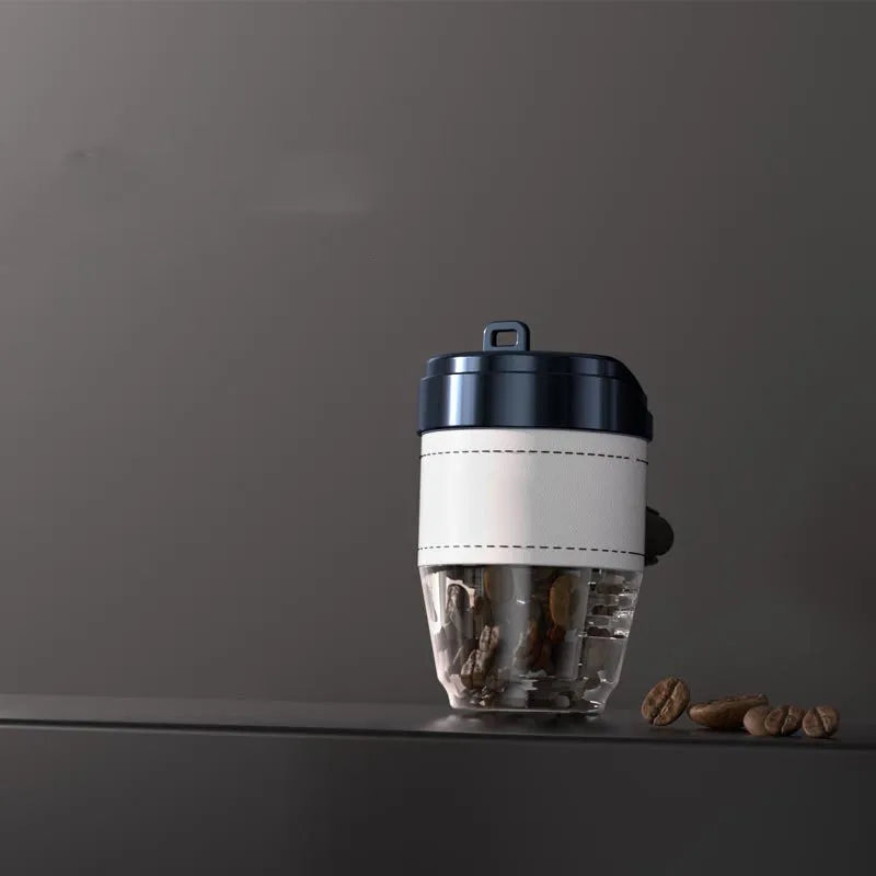 Coffee cup shaped car air freshener in plastic construction with coffee beans scent