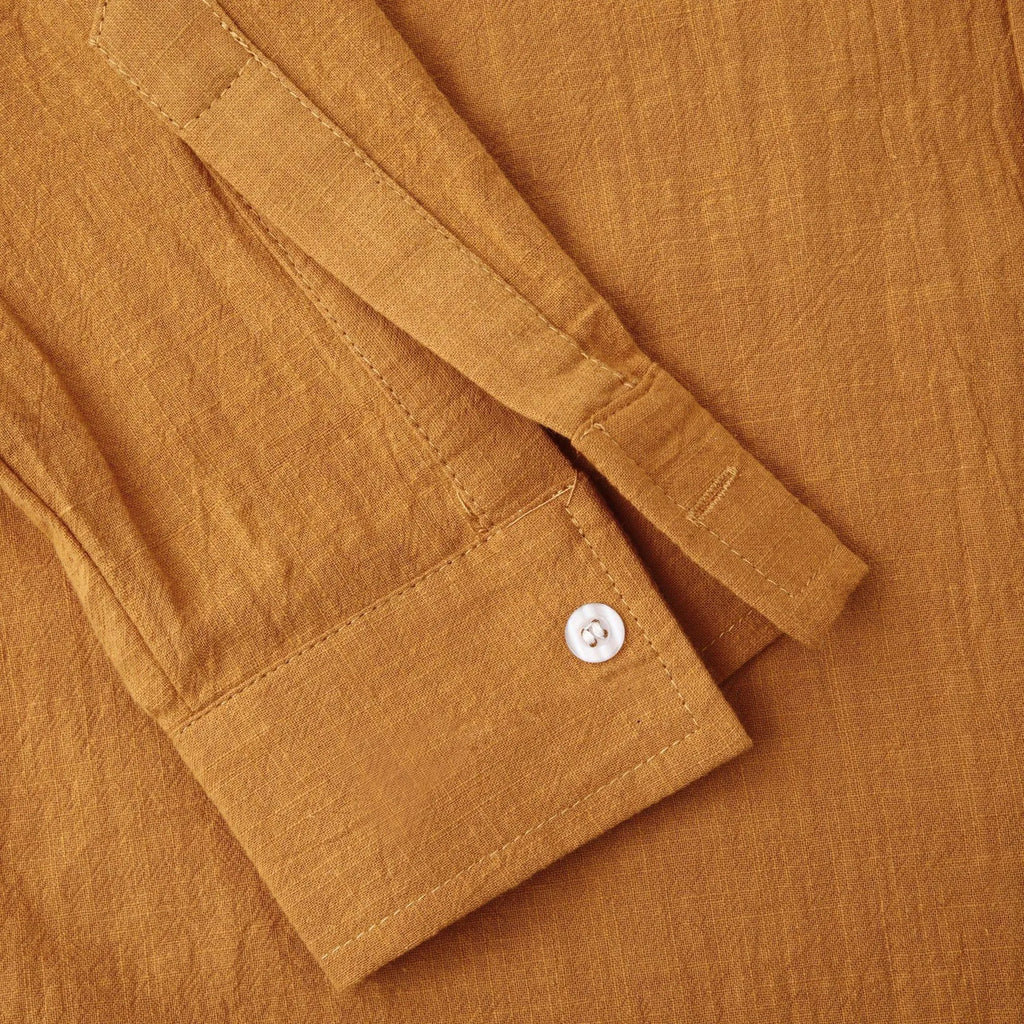 Men's brown cotton blend slim fit shirt and trousers clothing set