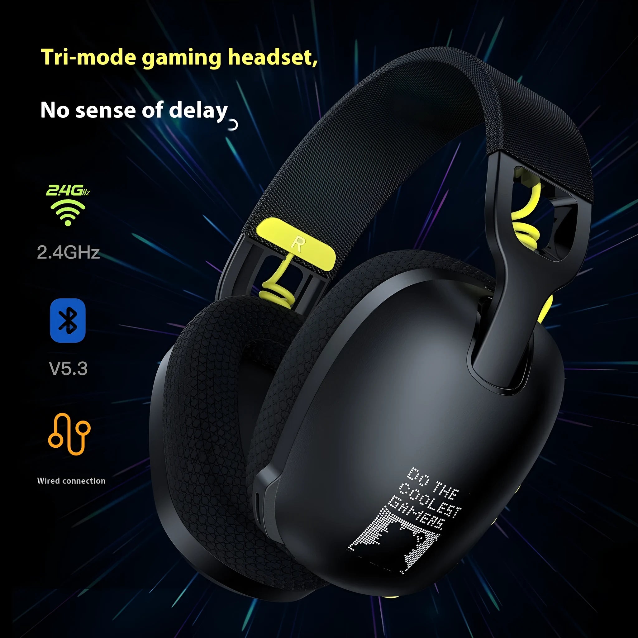 Black and white wireless gaming headset with Bluetooth connectivity and noise reduction technology