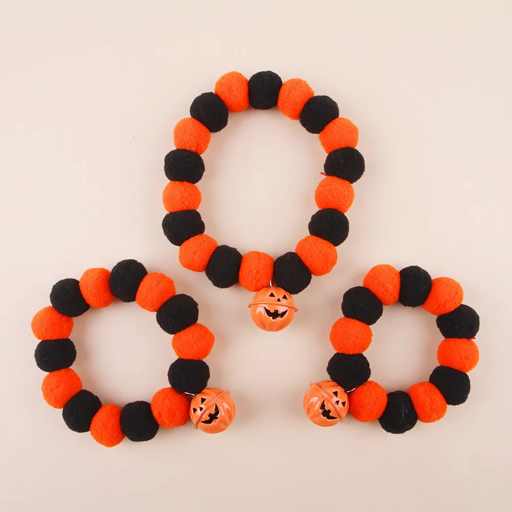 Orange Halloween pumpkin cat collar with breakaway buckle in three sizes for kittens