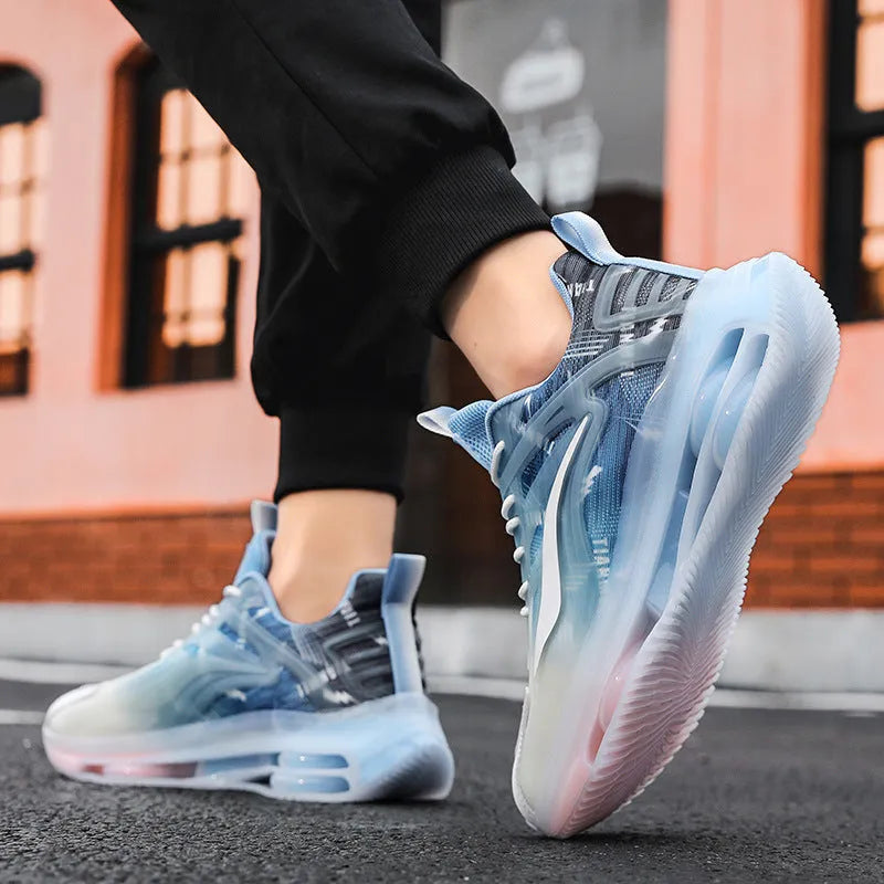 Fashion outdoor large size casual sneakers with fabric upper and lace-up closure