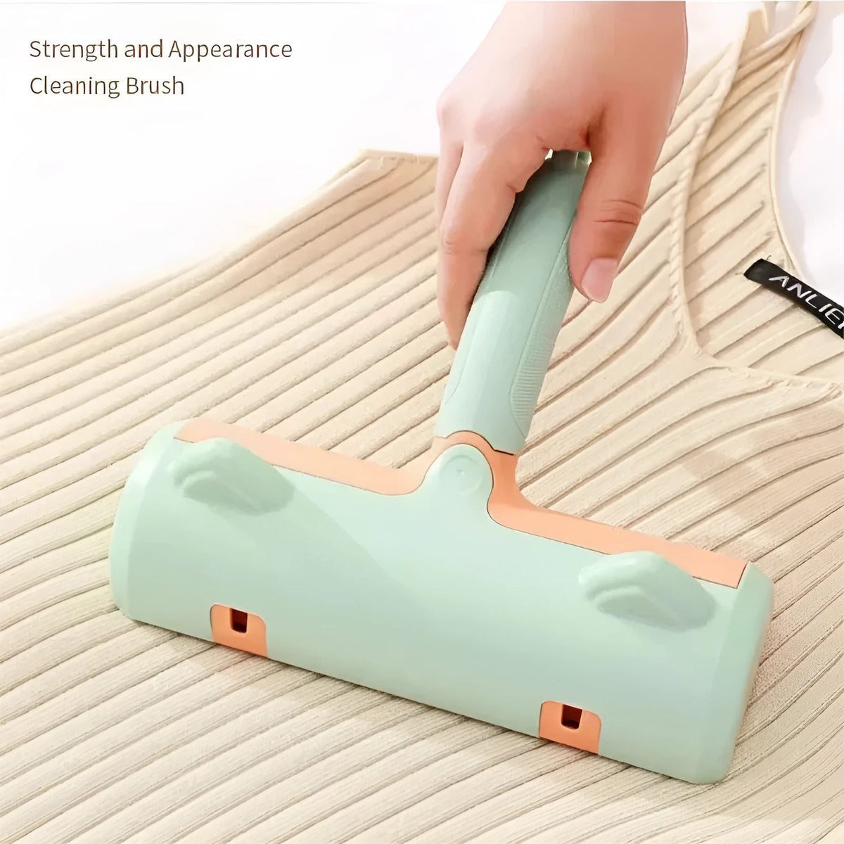 Two-way pet sticky hair roller brush with non-slip handle in gray or green for clothing and sofa cleaning
