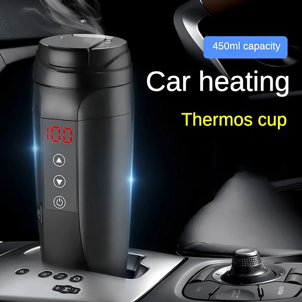 96W car electric thermos cup with 304 stainless steel inner, approx. 210 x 72mm, black or white