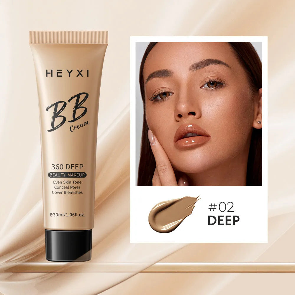 Waterproof BB cream in four shades 01, 02, 03, 04 with sweat-proof properties