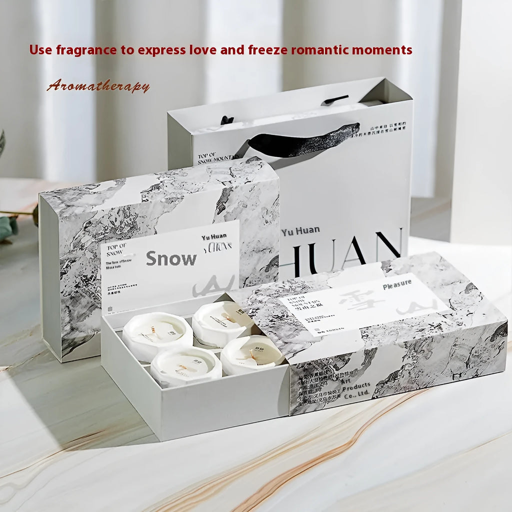 Ink octagon cup aromatherapy candle gift set with six scents in resin cups