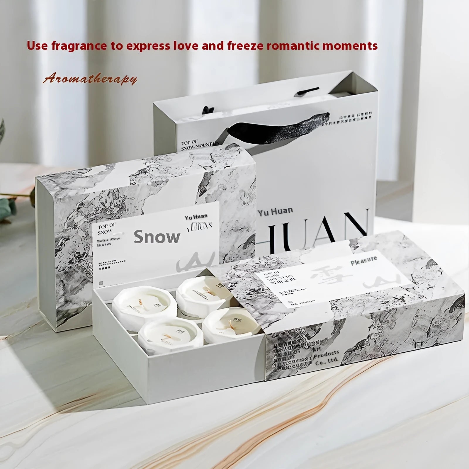 Ink octagon cup aromatherapy candle gift set with six scents in resin cups