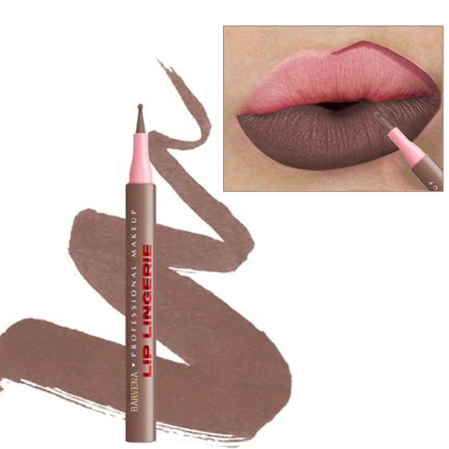Matte lip liner pencil with 12 colour options showing defined lip outline