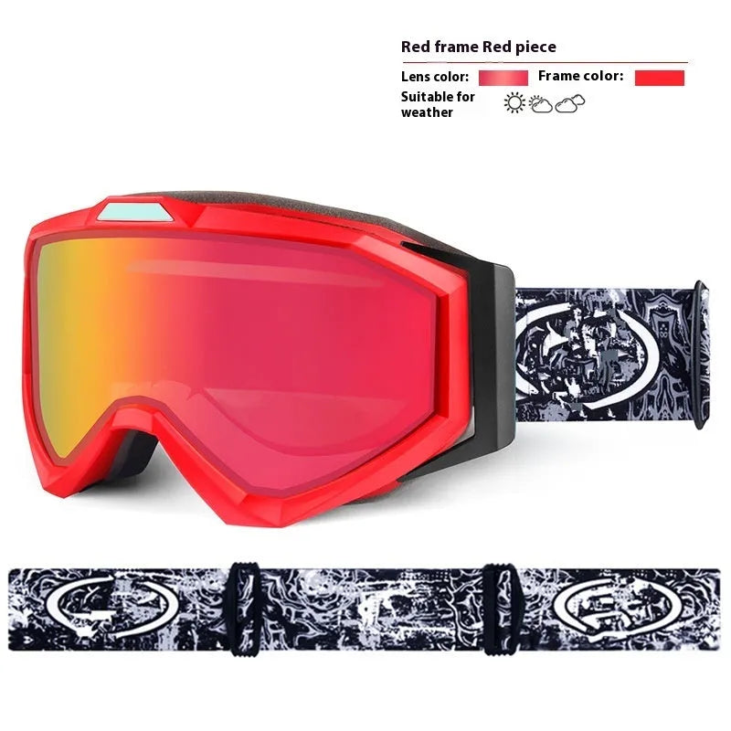Motorcycle goggles with double layer anti-fog construction in TPU material with storage cloth bag