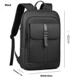 Solid black Oxford cloth backpack with sewing line details for business commute