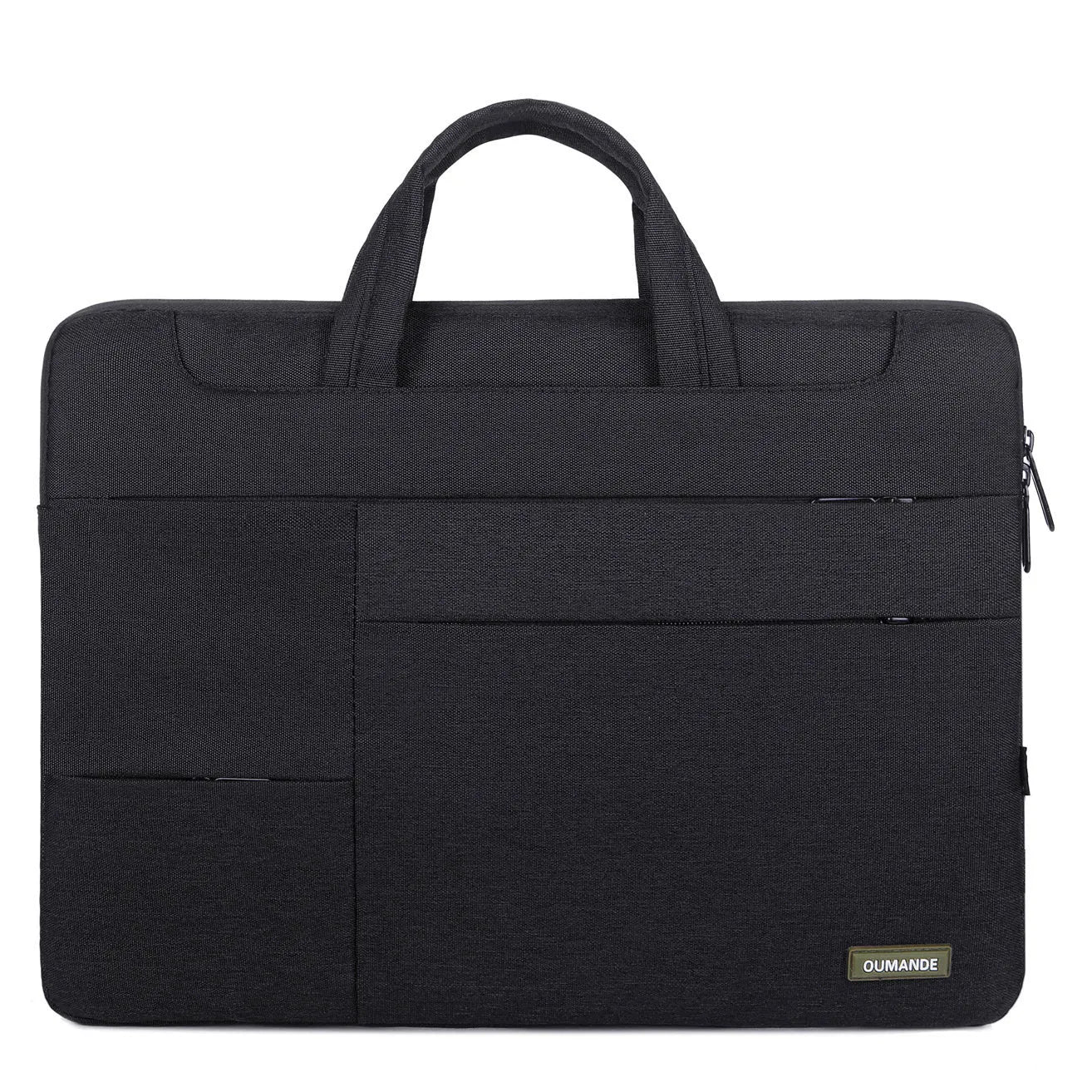 15.6-inch waterproof Oxford cloth laptop bag in dark grey colour with visible sewing lines