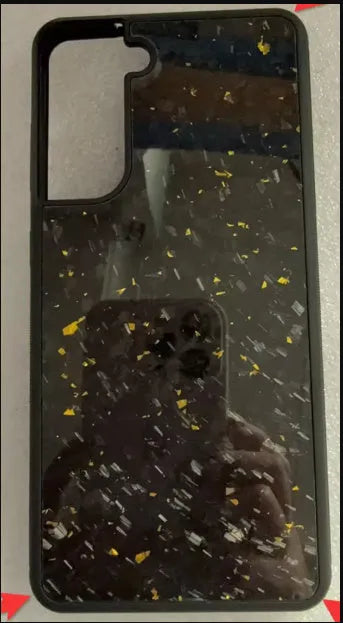 Slim polycarbonate Samsung Galaxy phone case in Forged Red, shown fitted to a mobile phone.