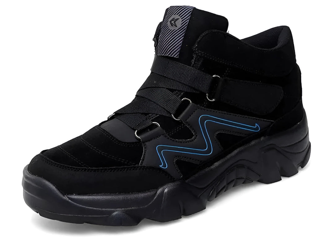 Men's shoes in black, brown, and dark grey on a size guide showing 39 to 49.