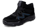 Men's shoes in black, brown, and dark grey on a size guide showing 39 to 49.