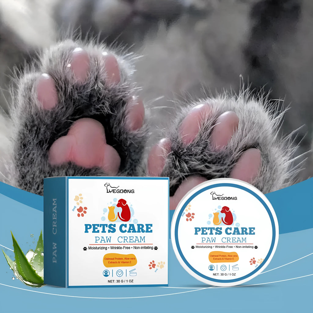 Pet paw care cream tube 30g for dogs with moisturising formula on a light background