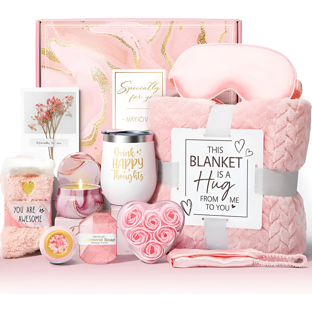 Aromatherapy candle soap bath gift set in a modern plastic box, 27cm long by 23cm wide.