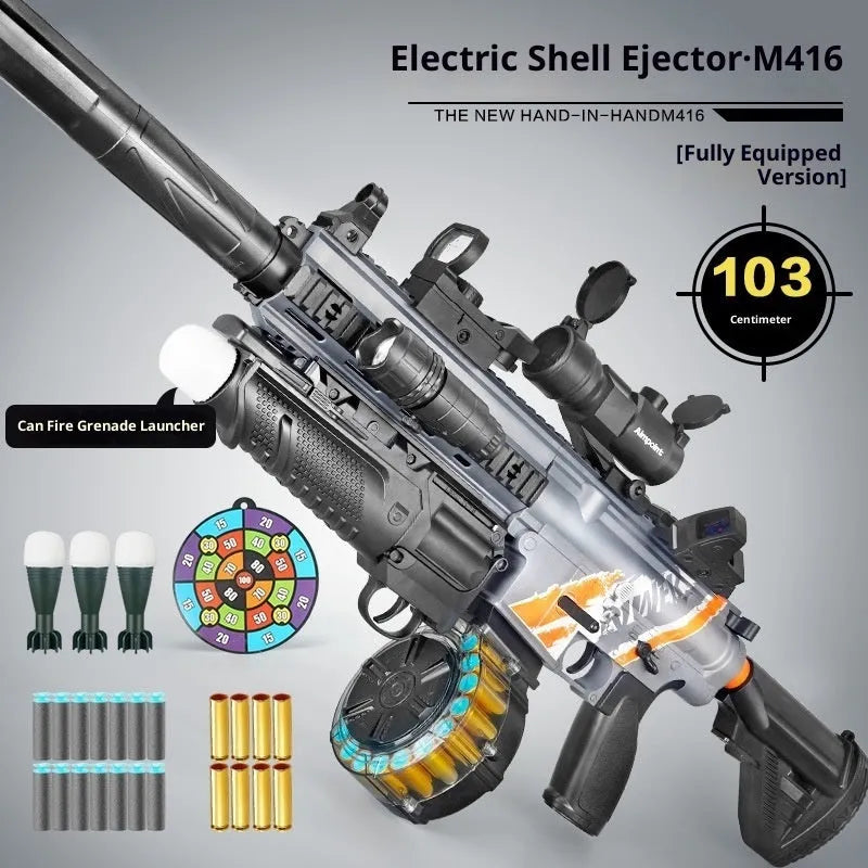 M416 throw shell soft bullet gun AMT toy made of plastic with soft elastic bullets for teenagers