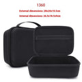 EVA hard shell motorcycle charger storage bag in black with sewn construction, side view interior showing padded interior