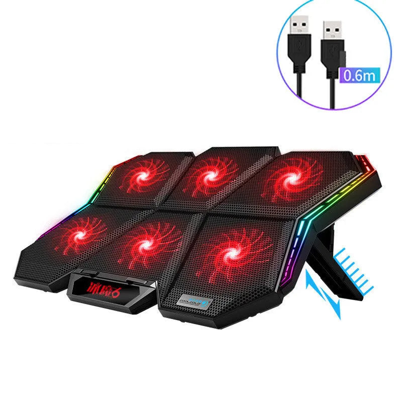 Ice Magic 6 black and red notebook cooling pad with six fans and USB cable
