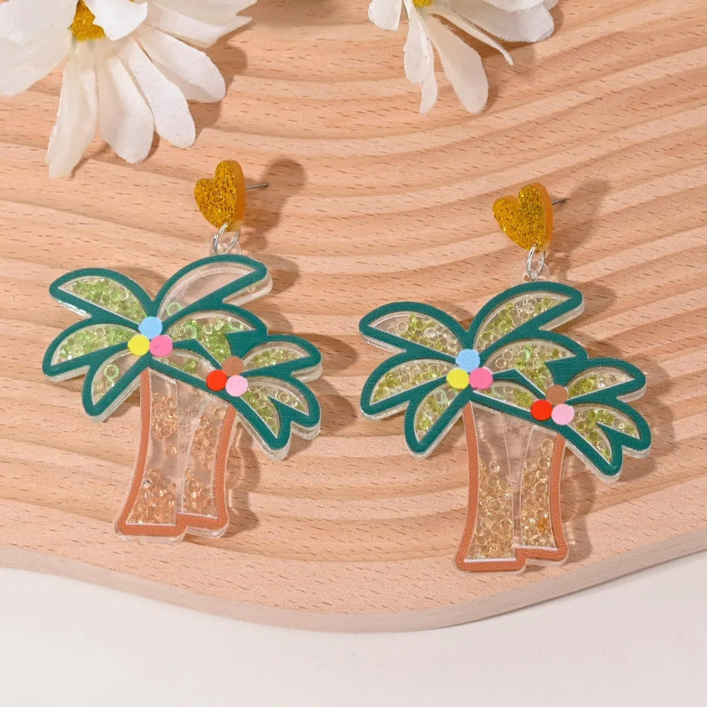 Acrylic fruit and dessert earrings for women with cherry strawberry watermelon pineapple designs