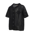 American retro style loose fitting short sleeve cotton shirt in apricot colour.