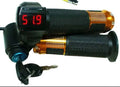 Electric vehicle handlebar grip replacement section in assorted colours showing wiring connector