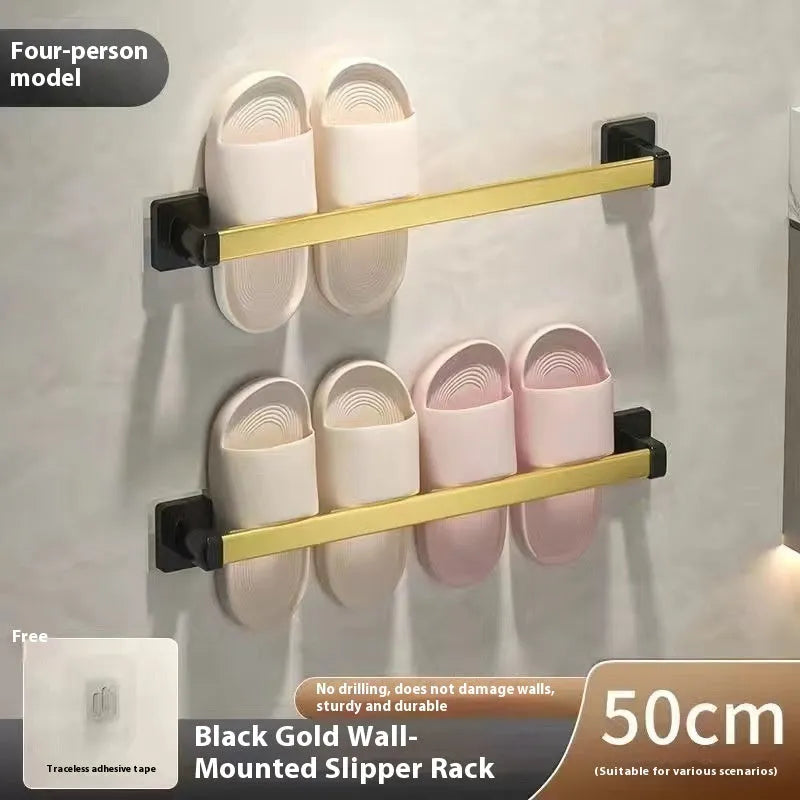 Nordic style wall-mounted slipper rack with seat in carbon steel construction