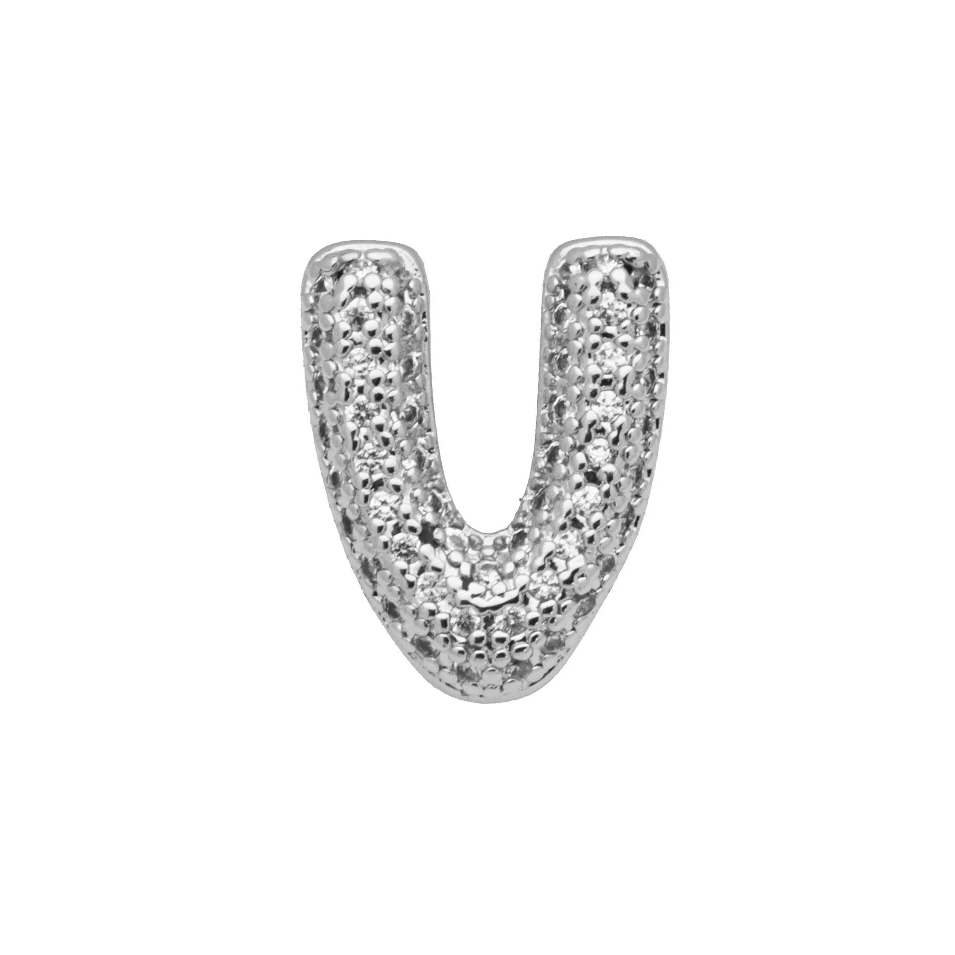 Copper letter bracelet with zirconium inlay showing detailed English character modelling in gold finish