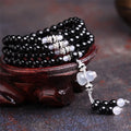 108-bead black and red agate geometric bracelet for men and women.