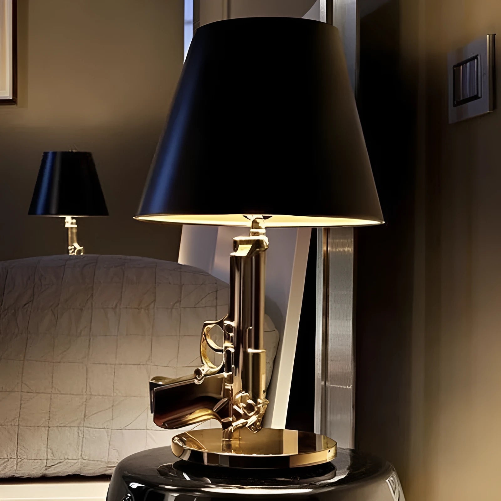 Modern creative desk lamp with resin base, Nordic style, metallic finish, 235x425mm size