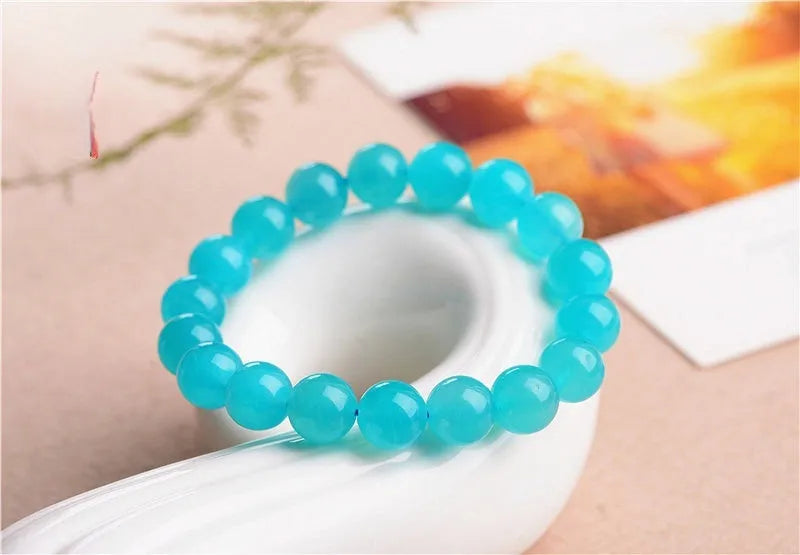 Natural Grade 7A Amazonite scattered beads in ice colour, showing polished surfaces and multiple size options for jewellery making.