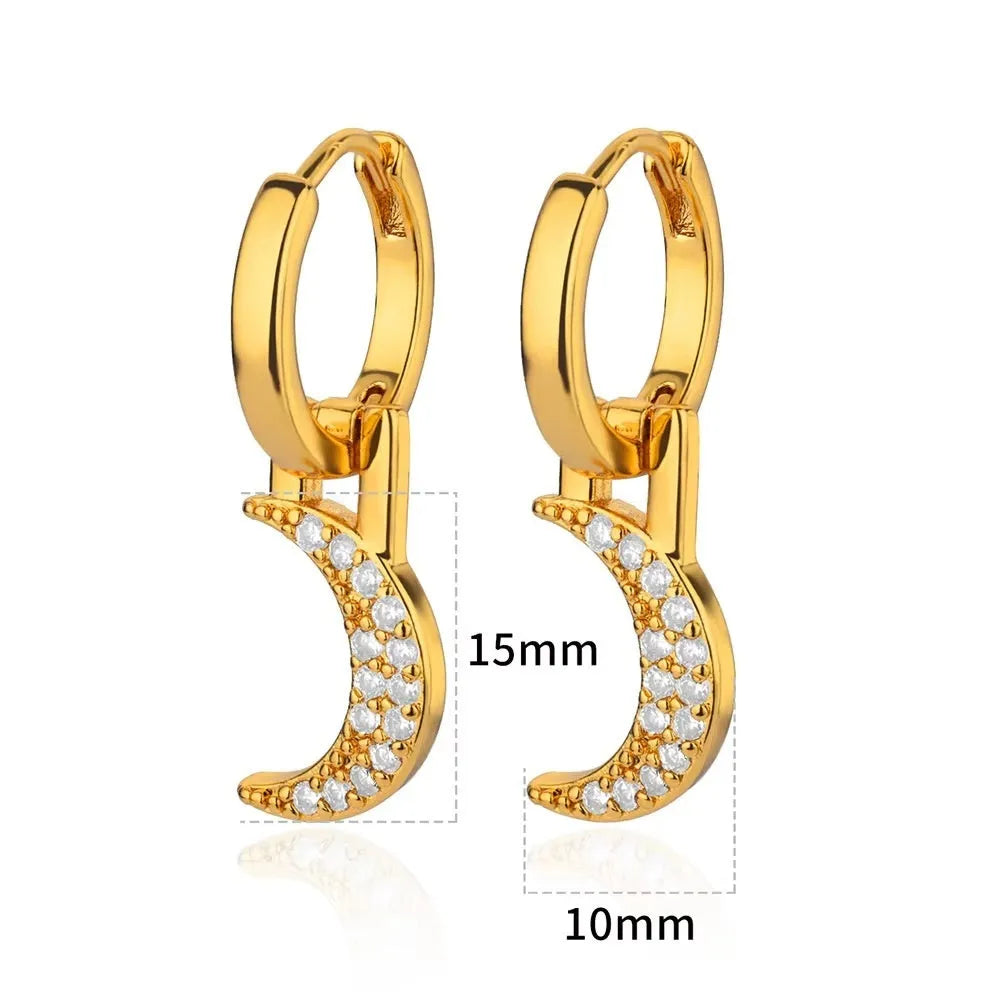 Women's geometric butterfly earrings with diamond treatment in copper with heart and star shapes