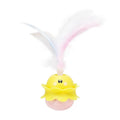 Pink interactive automatic cat feather toy with rotating LED lights and detachable feathers