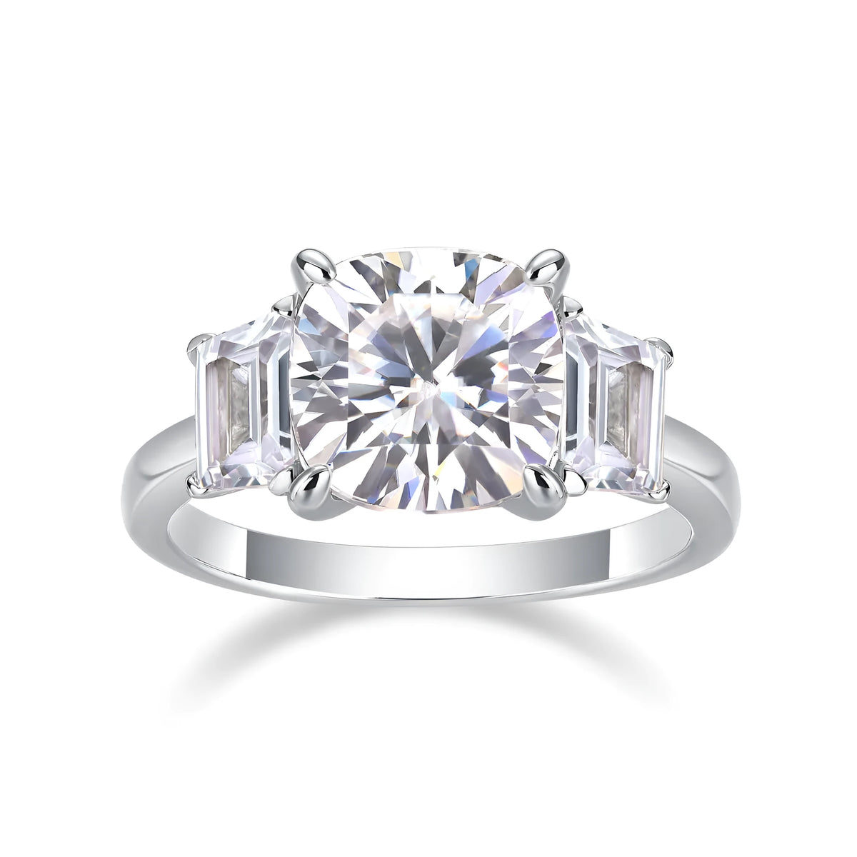 Moissanite wedding ring set with 9x9mm square stone, S925 silver platinum plated, sizes 5-9, gift box