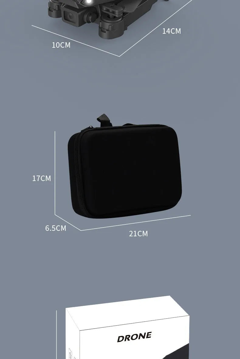 Black UAV aerial photography drone with four rotors, folding frame under 30 cm, optical flow positioning system