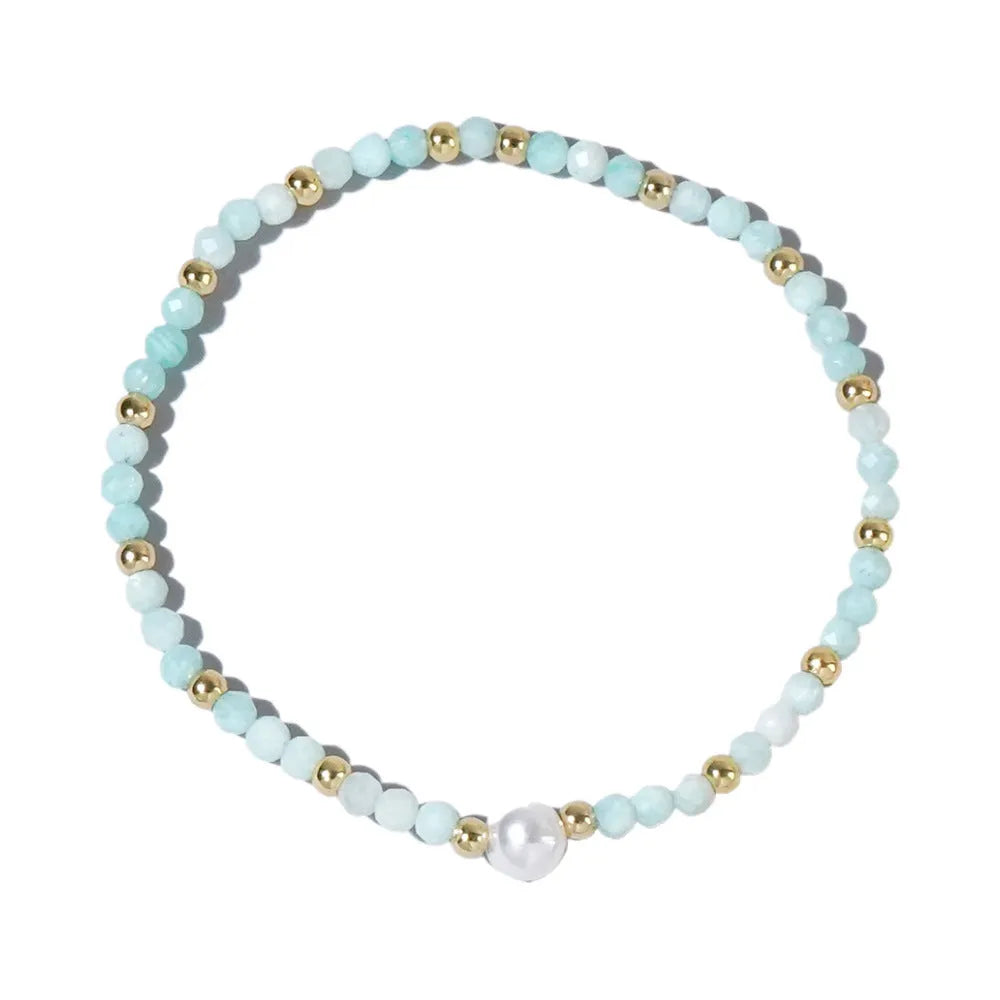 Natural stone geometric bracelet with elliptical elements showing colour variations BB24071801A to O