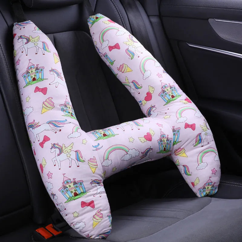 55x70cm car sleeping pillow with printed pattern on pearl cotton fill