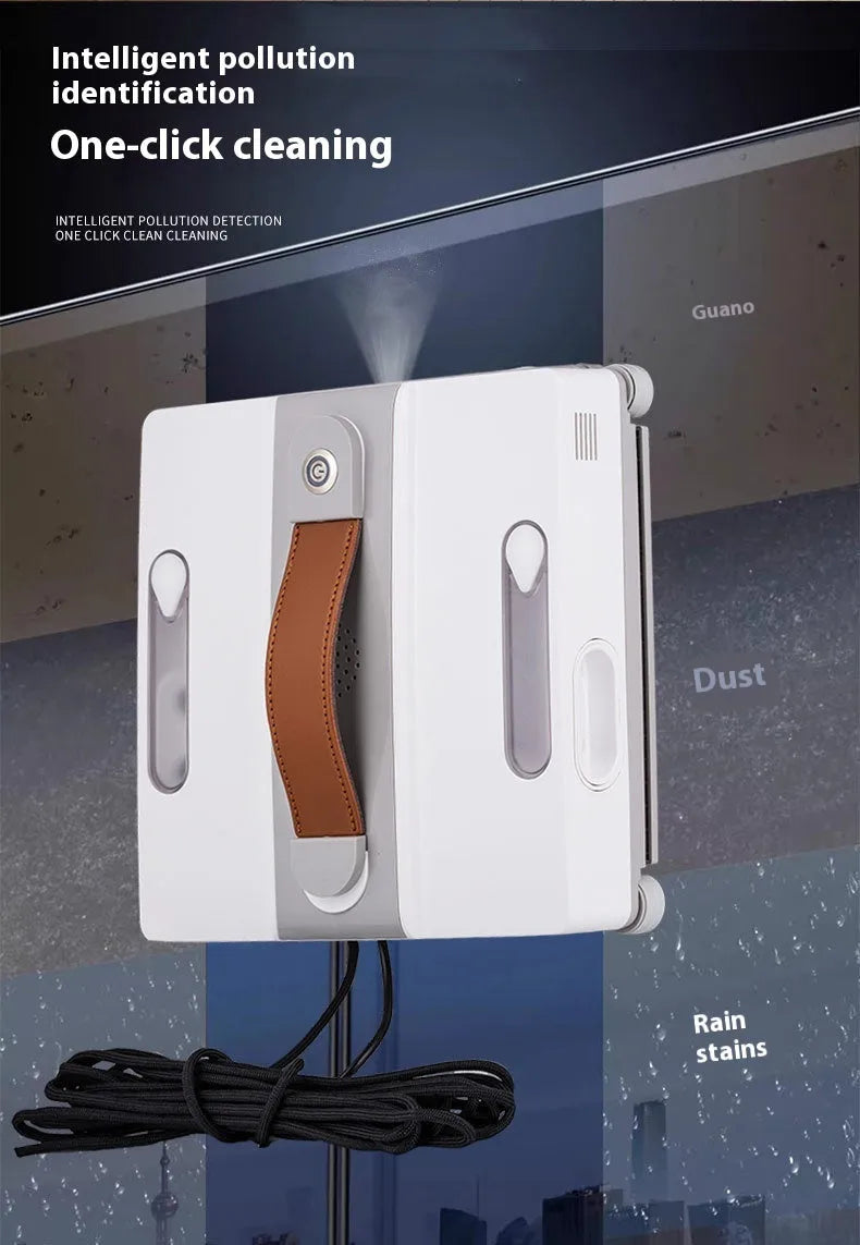 White intelligent window-cleaning robot for high-rise buildings with a 220mm cleaning disc.