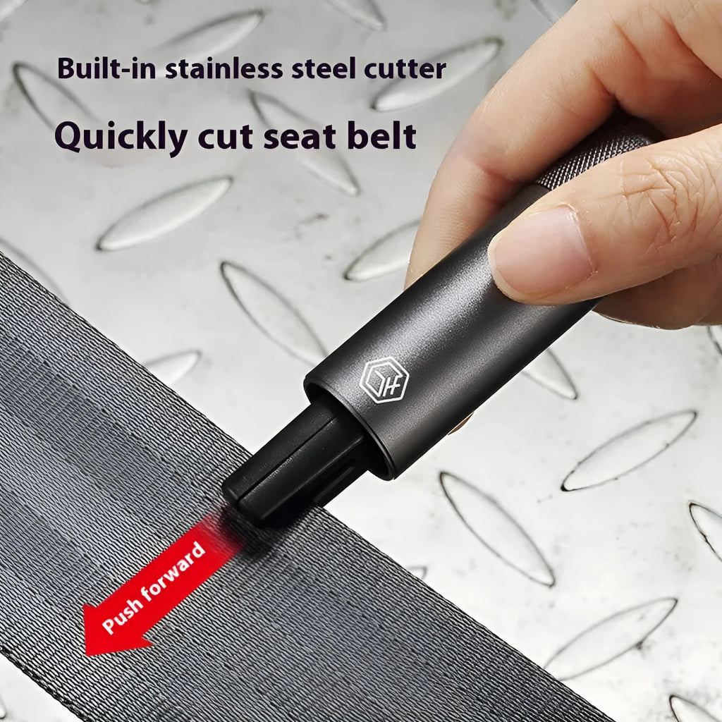 Gun grey aluminium alloy car safety hammer with window breaker and seatbelt cutter