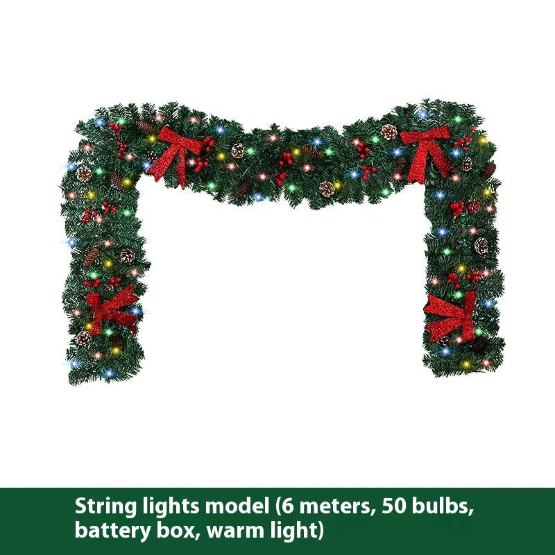 PVC Christmas rattan decorative cane with pine cone and bow motif in European style modern art design