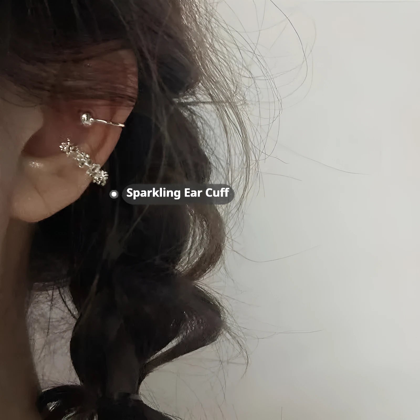 Geometric irregular frosty ear clip earrings with double fastening in alloy material
