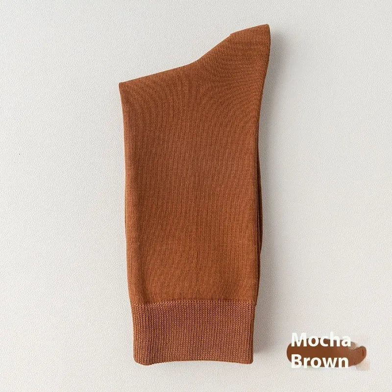 Mid-calf men's business socks in combed cotton available in twelve solid colours