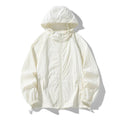 Loose-fit thin nylon blend outdoor sports jacket shown in light grey colour
