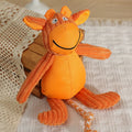 Plush dog toy in cow and pig design with squeaker, 40 x 32cm, orange or pink